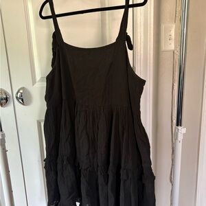 aerie Black Spaghetti Strap Tiered Dress